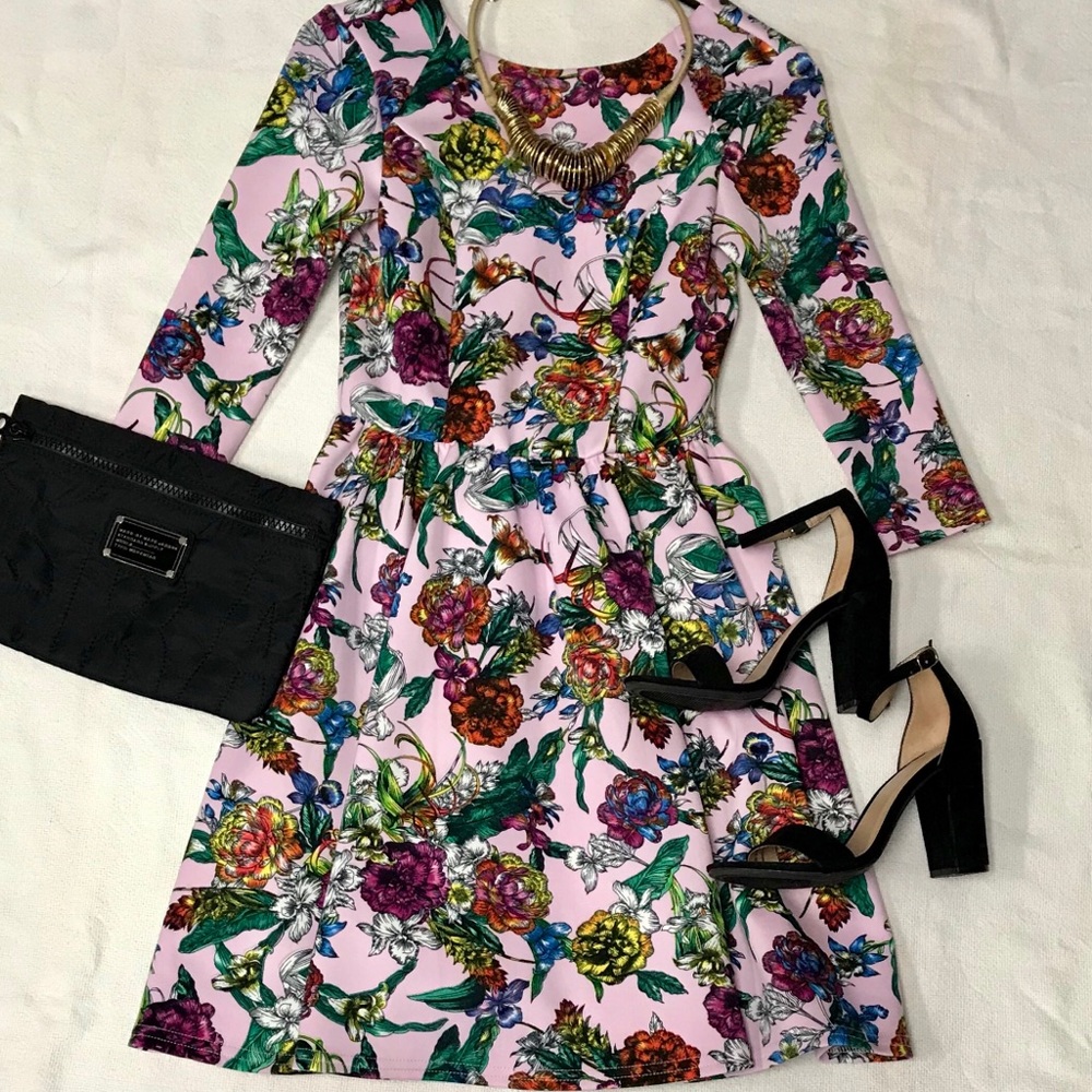ASOS Floral Scuba A-Line Fit & Flair Dress Size 0.